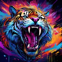  graffiti, tiger head illustration