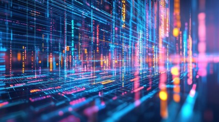 Aufkleber - Futuristic technology background. Abstract cyber space. 3d rendering - Generated AI
