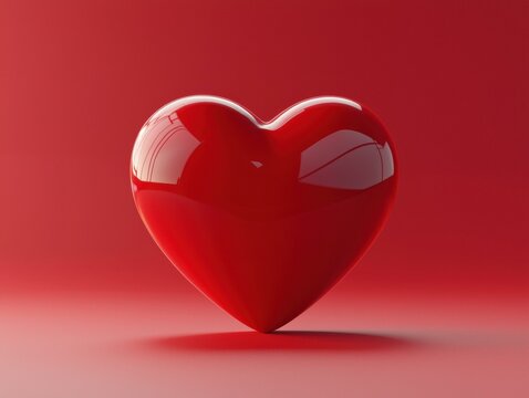 A shiny red heart. AI.