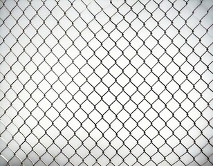 chain link metal wired mesh fence texture pattern macro closeup with white background
