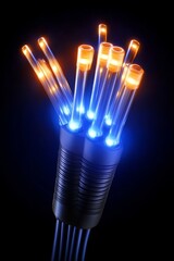 Poster - Fiber Optic Cables, Glowing Lights, High Speed Internet, Data Transmission, Technology Concept