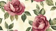 © NeuralNiche - Seamless watercolor pattern featuring elegant rose flowers and lush green leaves perfect for wedding invitations greeting cards and decorative posters