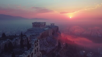 Wall Mural - Sunrise over the Acropolis