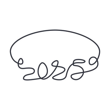 New Year 2025 Line Template Icon