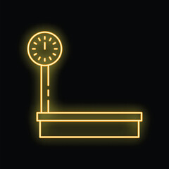Poster - yellow glowing neon line icon representing an electronic scale, isolated on a black background