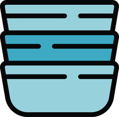 Poster - Simple vector icon of a stack of three empty bowls, perfect for projects related to food, cooking, or kitchenware