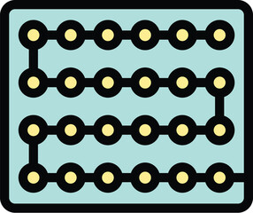 Poster - Electronic microchip circuit board is showing connections on blue background, icon illustration, vector on white background