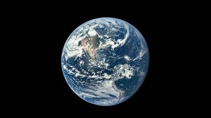 Wall Mural - a stunning view of planet earth from space, illuminated by sunlight, with visible continents, clouds
