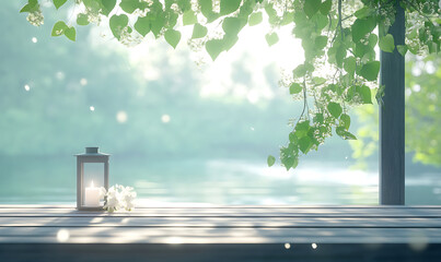 Wall Mural - Relaxing morning in the forest-generative ai