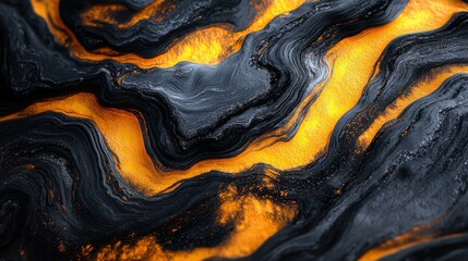 Wall Mural - Abstract background with black and orange swirls.
