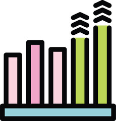 Poster - Colorful bar graph is depicting market growth with up arrows