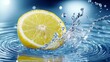 © Alpha - Fresh lemon in motion, dramatic water splash, moody lighting