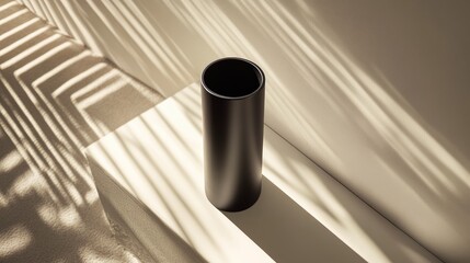 Poster - Minimalist Black Vase with Soft Shadows and Light Play