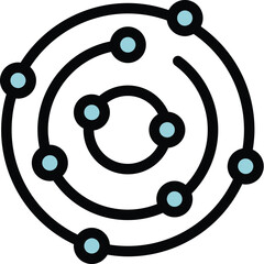 Poster - Simple outline icon of a solar system model showing planets orbiting around the sun
