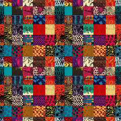 Wall Mural - Colorful patchwork quilt pattern for textile and home decor design - seamless pattern