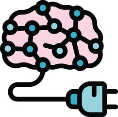 Poster - Brain charging with electric plug getting energy for creative process, learning or artificial intelligence