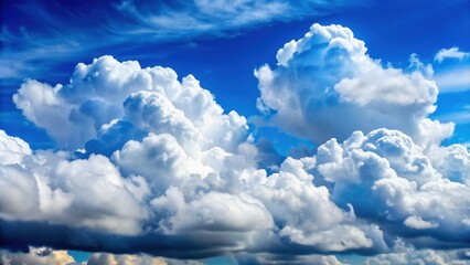 Wall Mural - fluffy white clouds in a blue sky, clouds, sky, weather, atmosphere, nature, fluffy, white, blue, se