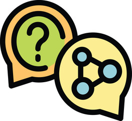 Poster - Two overlapping speech bubbles, one containing a question mark and the other a network symbol, illustrate an online forum