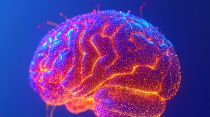 Poster - Abstract Human Brain with Glowing Neural Network - Artificial Intelligence, Technology, and Neuroscience Concept.