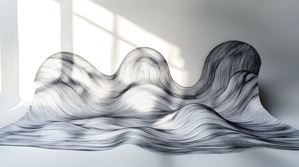 Poster - Abstract Drawing of Waves with Shadows