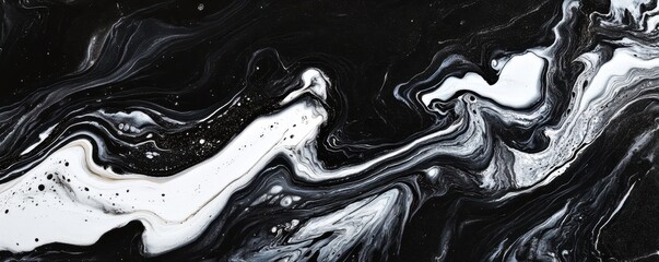 Poster - Striking Abstract Marbled Effect in Black and White