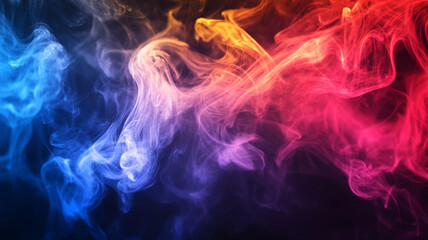 Poster - Swirling smoke patterns in vibrant colors creating a mesmerizing visual effect in darkness
