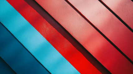 Poster - Vibrant red and blue diagonal stripes create a striking abstract pattern on a textured background