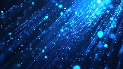 Poster - Abstract blue background with glowing lines and bokeh effect creating a futuristic atmosphere design