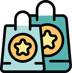 Poster - Two shopping bags with star icons representing a customer loyalty program awarding points for purchases