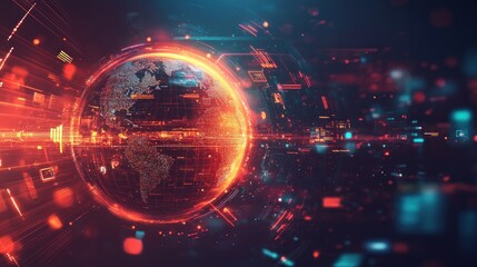 Aufkleber - Global Network: Digital World Visualization