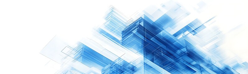 Poster - A vibrant abstract design featuring dynamic blue strokes on a white background, evoking a sense of movement and fluidity.
