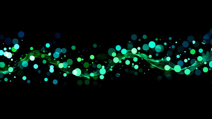 Wall Mural - Abstract background with glowing green and blue dots connected with line on black background. Glowing. Illustration