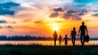 © ANYthinG - Family shares a serene sunset walk on the beach, emphasizing unity and tranquility over individual identities.
