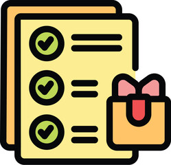 Poster - This icon represents receiving a gift or reward for successfully completing a checklist of tasks