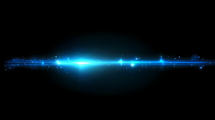 Wall Mural - Blue laser beam light rays background with spotlight and glowing effect on dark black background. Glowing. Illustration