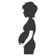 © Denu - Pregnant Mom Silhouette Isolated on White Background. Black and White Vector Illustration.