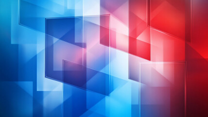Poster - Abstract geometric shapes in red and blue tones create a dynamic background for design projects