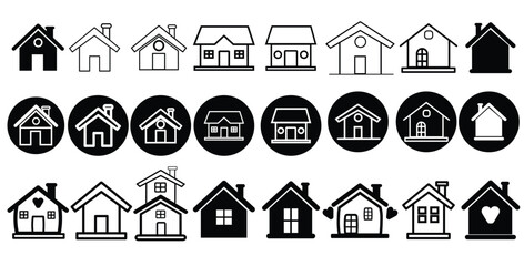 Poster - House symbol. House set icon. Web home icon set for websites and apps. Simple house symbol. Flat real estate sign. 