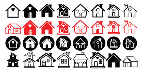 Poster - House symbol. House set icon. Web home icon set for websites and apps. Simple house symbol. Flat real estate sign. 