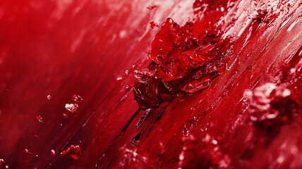 Poster - Vibrant red texture with abstract layers and sharp edges illuminated by soft light