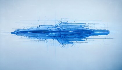 Aufkleber - Abstract digital artwork featuring a sleek, fluid blue shape with dynamic lines, evoking a sense of technology and modernity.