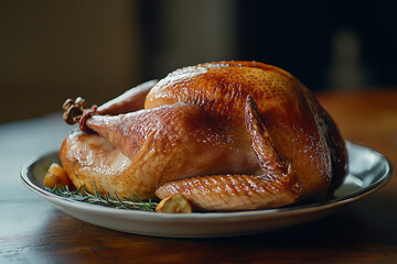 Delicious roast turkey dish on table served for dinner party