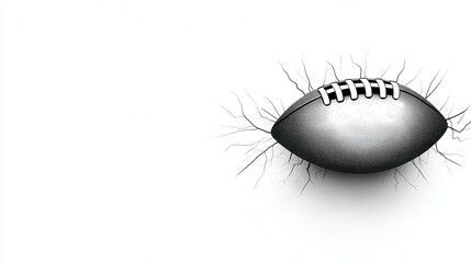 Poster - creative black and white depiction of football with cracks, symbolizing strength and resilience. This artwork captures essence of sport