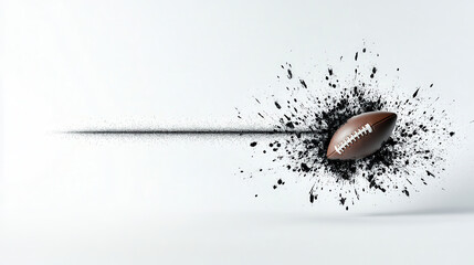 Poster - dynamic football in motion creates striking splash effect, showcasing energy and excitement. black and white contrast emphasizes action and intensity of sport