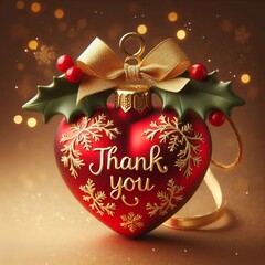 christmas heart with thank you message 