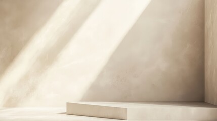 Aufkleber - Minimalist Beige Platform with Sunlight and Shadow