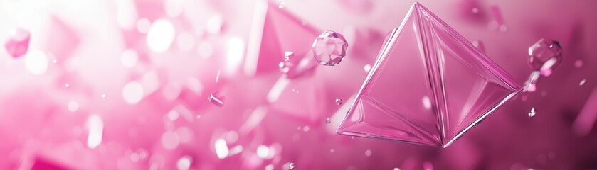 Poster - A Pink Glass Pyramid Floating in a Pink Haze
