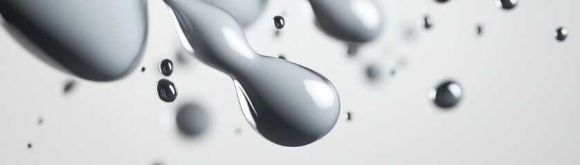 Poster - Abstract Gray Liquid Droplets Falling on White Background