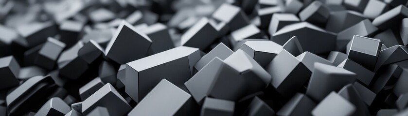 Poster - Abstract Close-Up of Gray Geometric Shapes with Irregular Surfaces