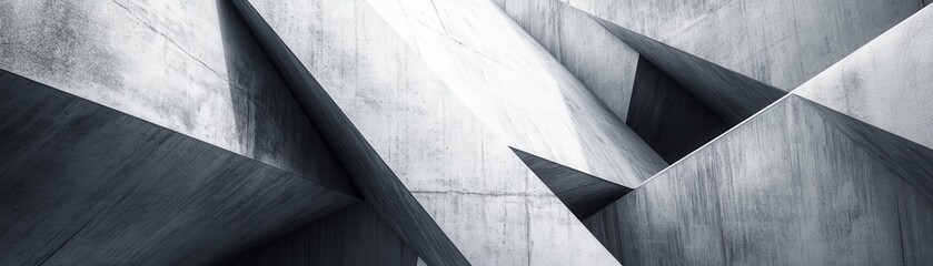 Poster - Abstract Geometric Composition of Intersecting Concrete Panels